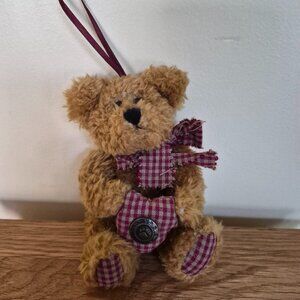Boyds Bears Bearware Red Plaid Heart Plush Bear Hanging Ornament